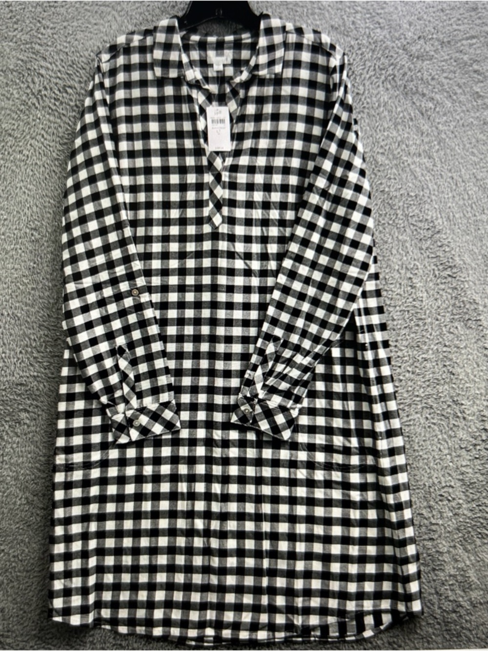 J. Jill Black and White Gingham Shirt Dress